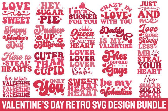 Valentine's Day Retro Svg Design Bundle